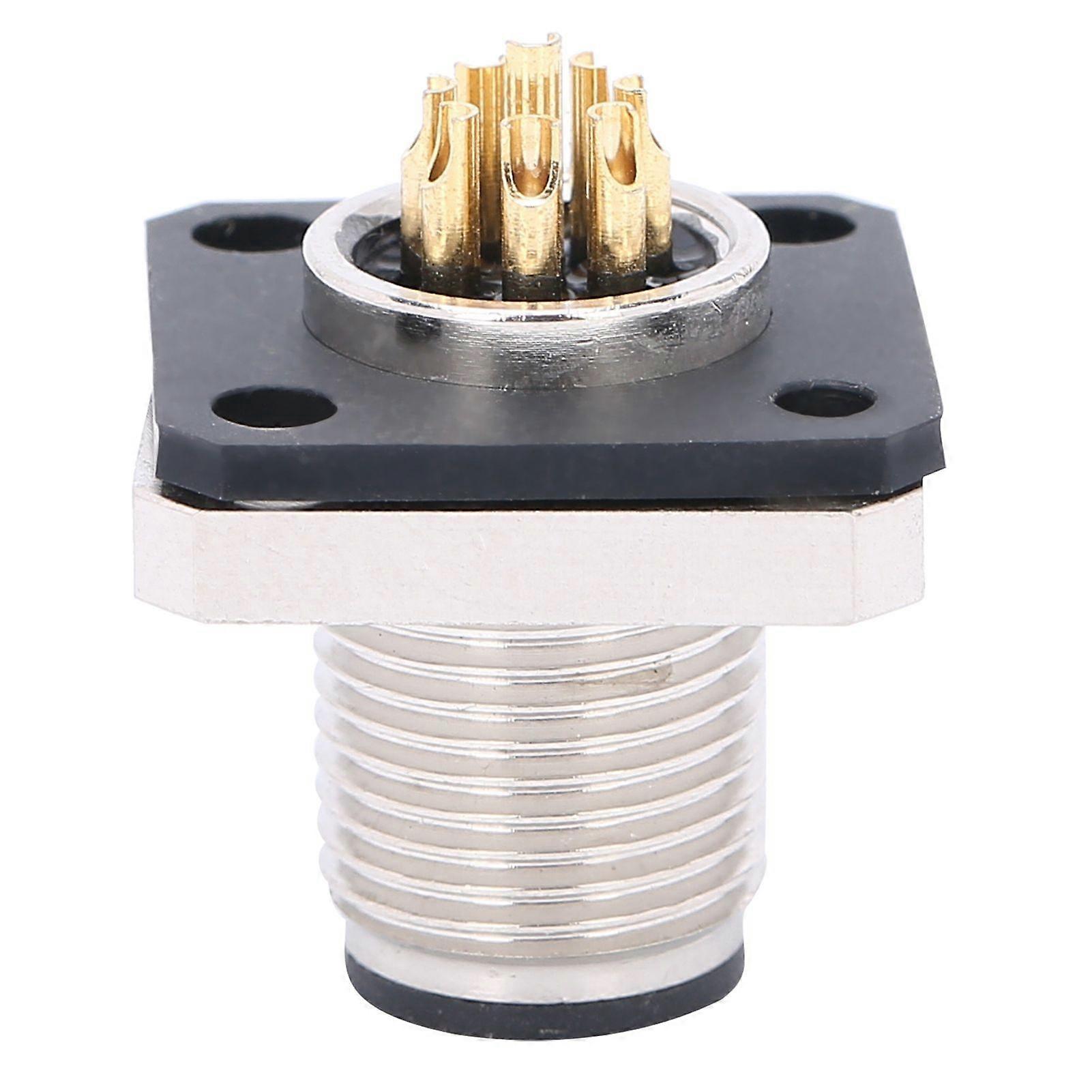 Waterproof Connector 8 Pin Square Flange M12 Thread Cable Aviation Socket M12HP8