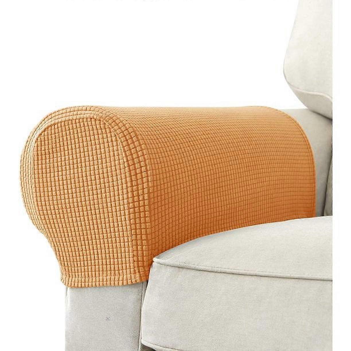 Stretchy Plush Armrest Covers for Chairs Sofas, Recliner Furniture Protector Slipcovers Set of 2