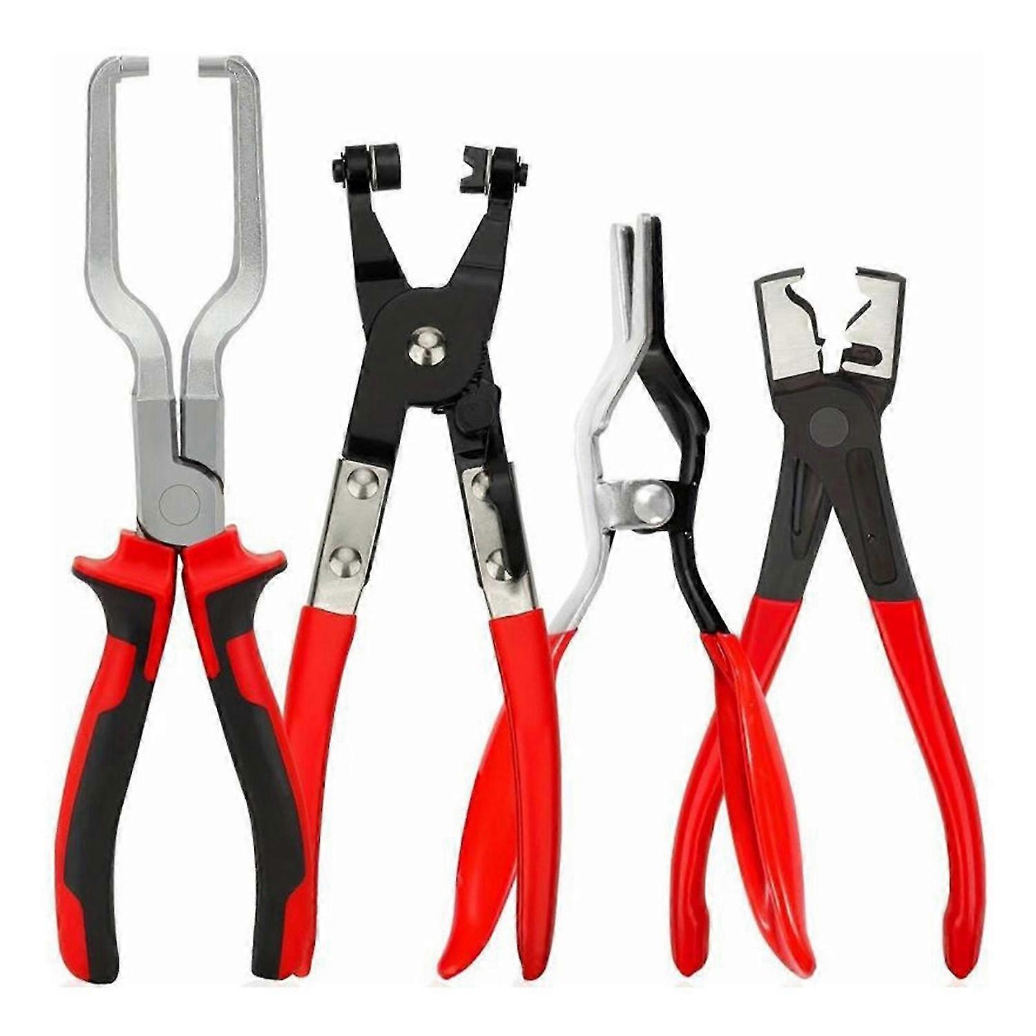 4-Piece Fuel Line Pliers Set - Car Hose Clamp Pliers, Pipe Wrench & Separator Tool Kit for Auto Repair