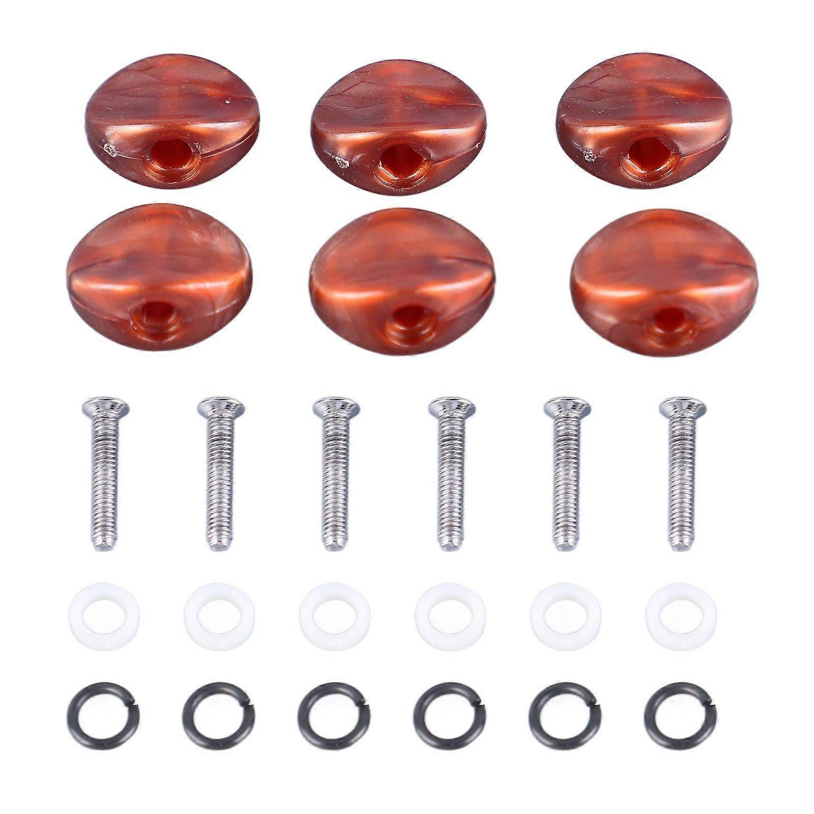 6PCS Tuning Key Button Electric Guitar Tuners Machine Head Replacement Button Tuners Machine Handle Brown
