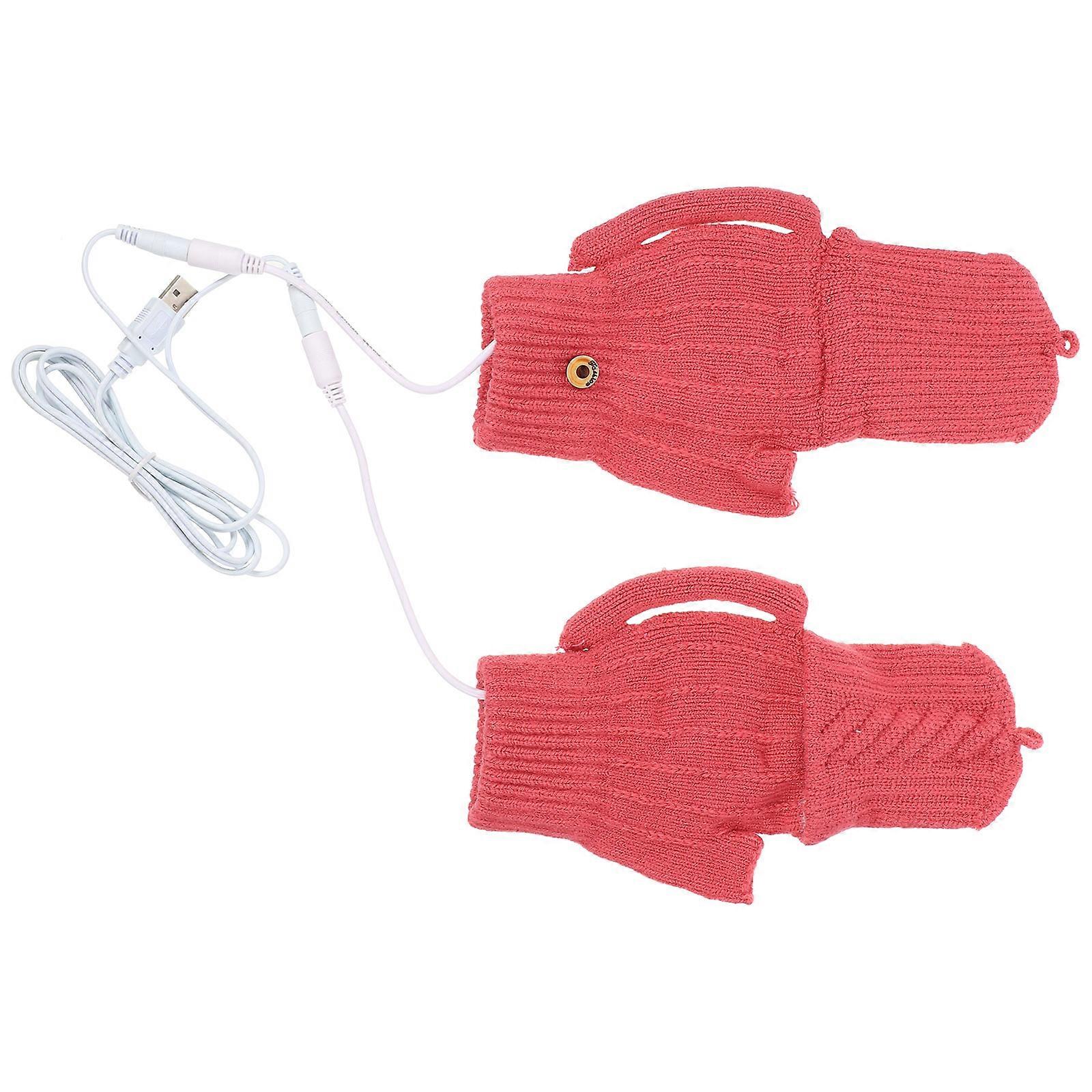 USB Heated Gloves Heating Gloves for Protection 5Sets in Rosy Color