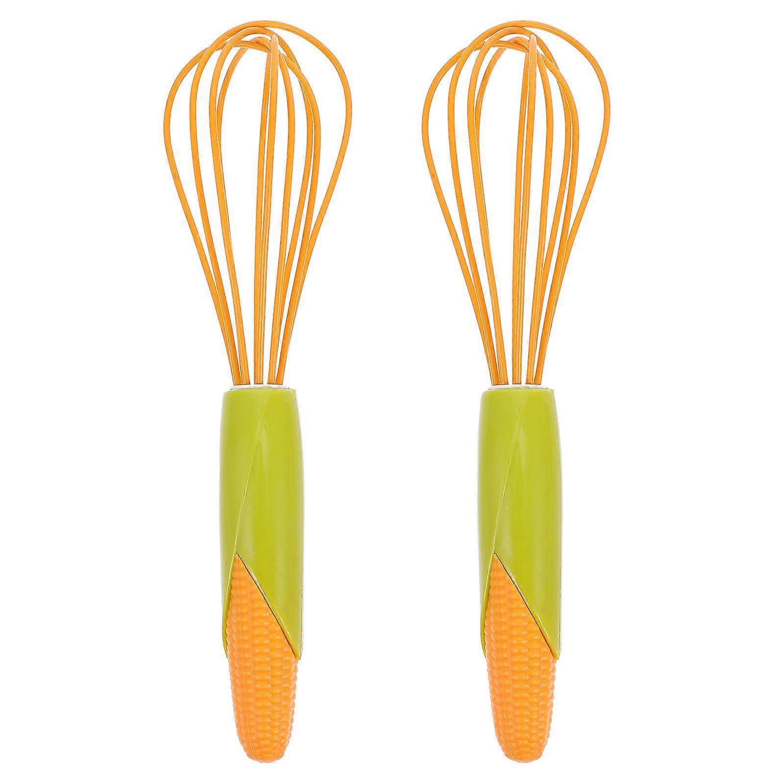 Kitchen Manual Whisk Silicone Tool for Cooking 2Pcs Orange