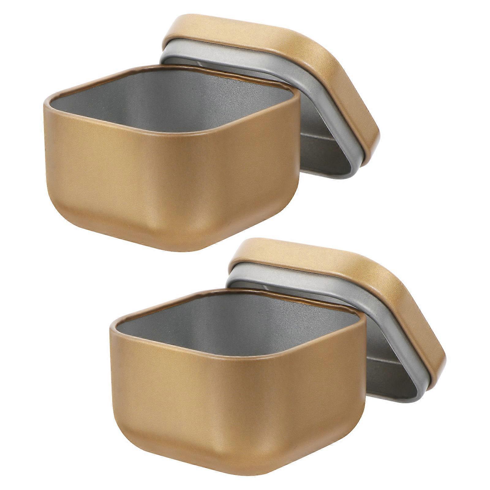 Golden Tinplate Candle Containers Square for Candle Making 4 Pieces
