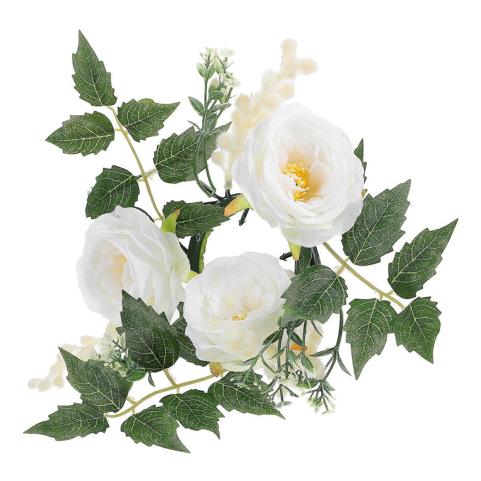 Artificial Candle Ring Wreath for Decoration 2Pcs Flower Candle Ring