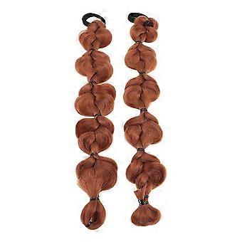 2pcs Ponytail Extension Braid Cute Long Bubble Ponytail Wig Braid Extension Wig for Girls Light Brown