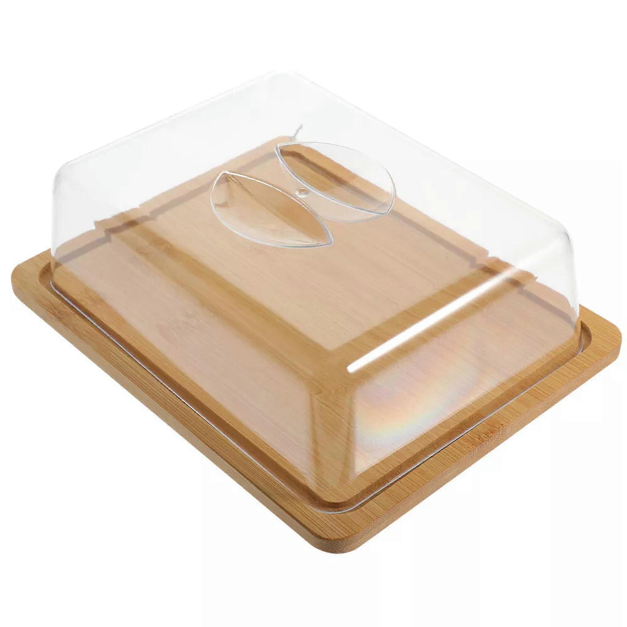 TUMALL Tall Cake Stand Rustic Dessert Plate with Dome Serving Platter Square-default