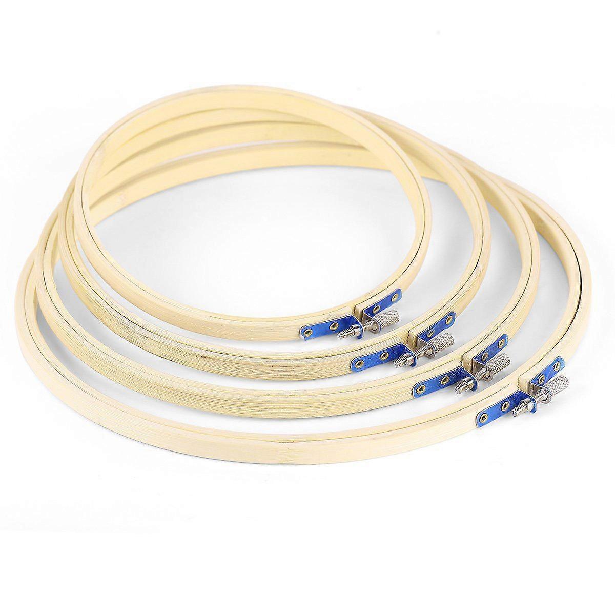 4Pcs Bamboo Cross Stitch Embroidery Hoop Set for Cross Stitch Transparent Ring