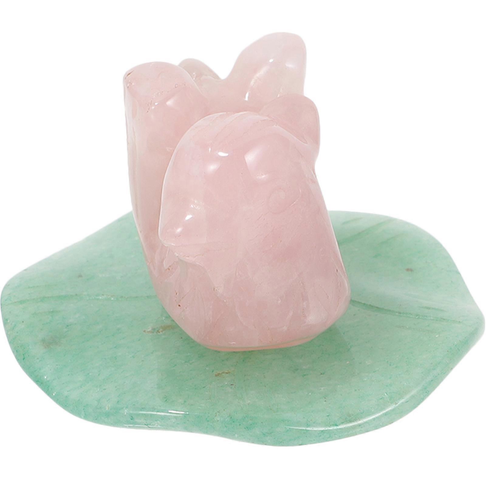 Decorative Crystal Ducks Ornament Lotus Leaf Shape Anniversary Gift 1 Set Pink