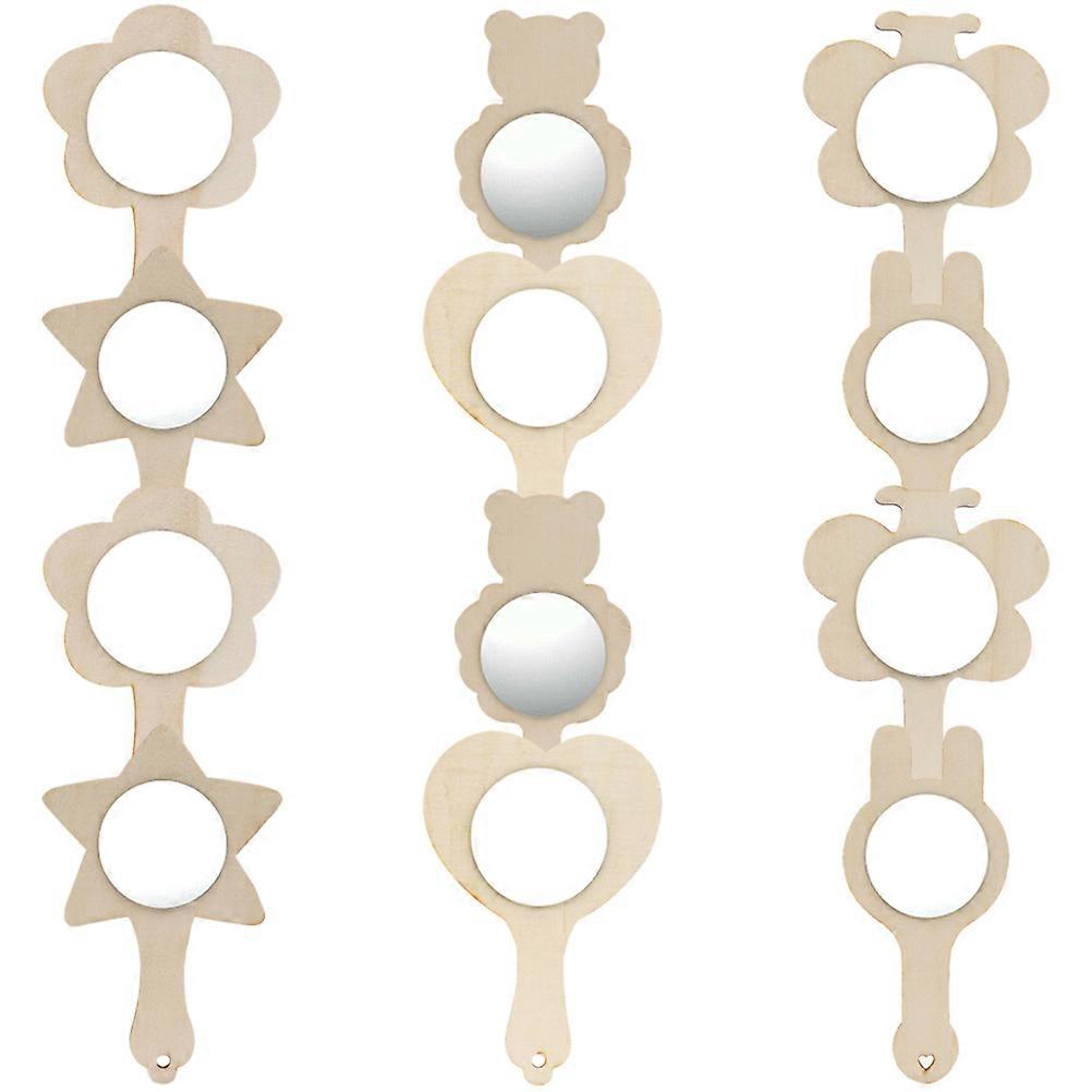 60Pcs DIY Mirrors Unpainted Wooden Craft Toys For Children Home Decoration Developing Practical Skills Oval Shape