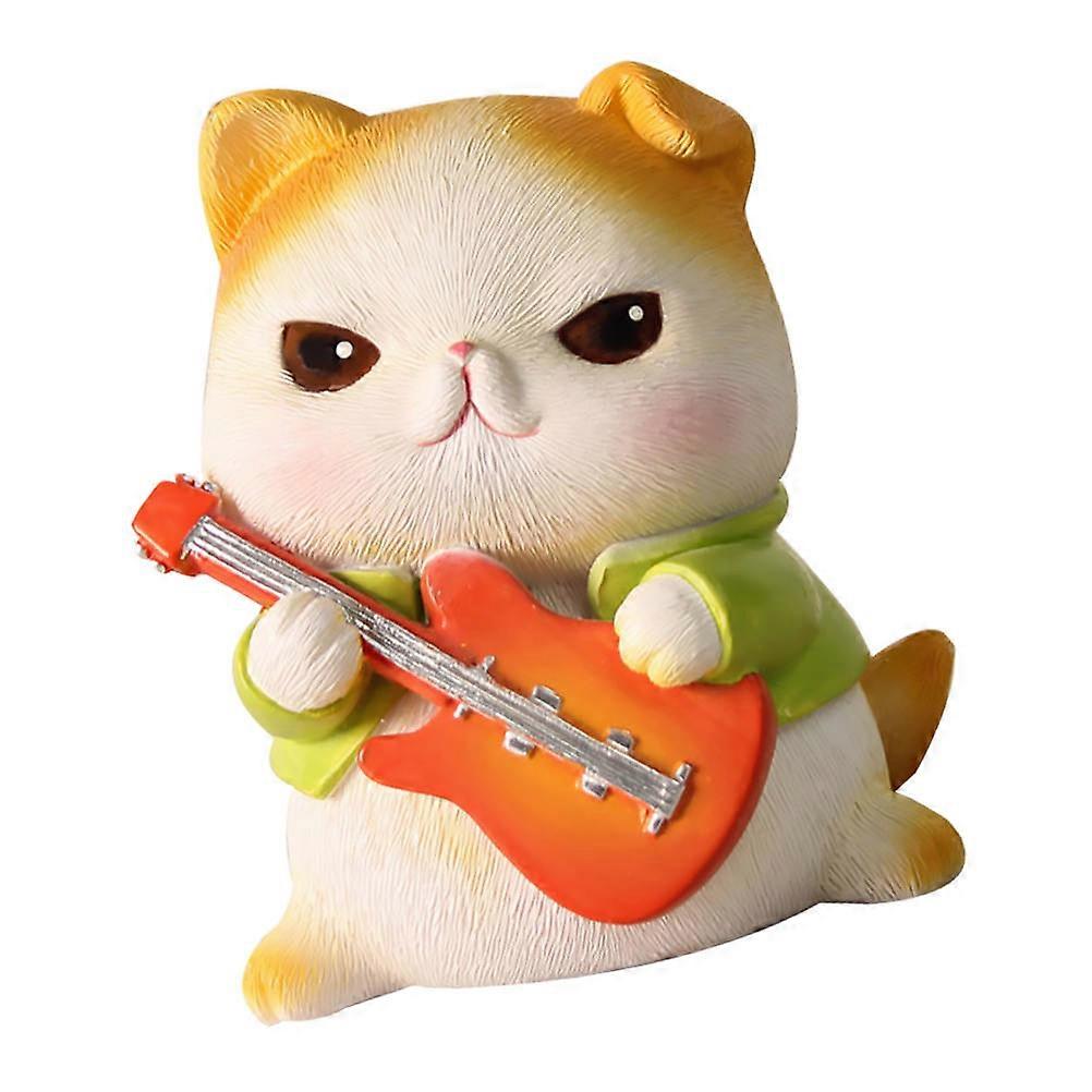 Car Interior Ornament Resin Cat for Decoration 2Pcs Yellow Decoration