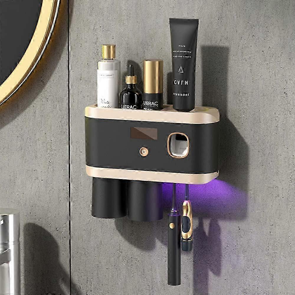 Multifunctional Toothbrush Holder Wall Mounted for Bathroom with 2 Cups 2025