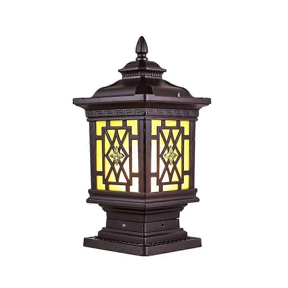 Column Lamp Brown Rustproof Aluminum Exterior Post Light E27 IP44 Waterproof Square Outdoor Pillar Wall Stigma Light