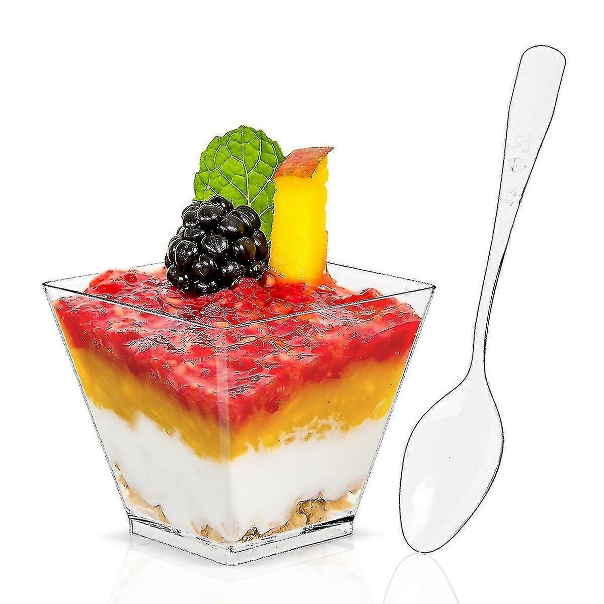 50pcs 60ml Disposable Plastic Transparent Dessert Cake Cup