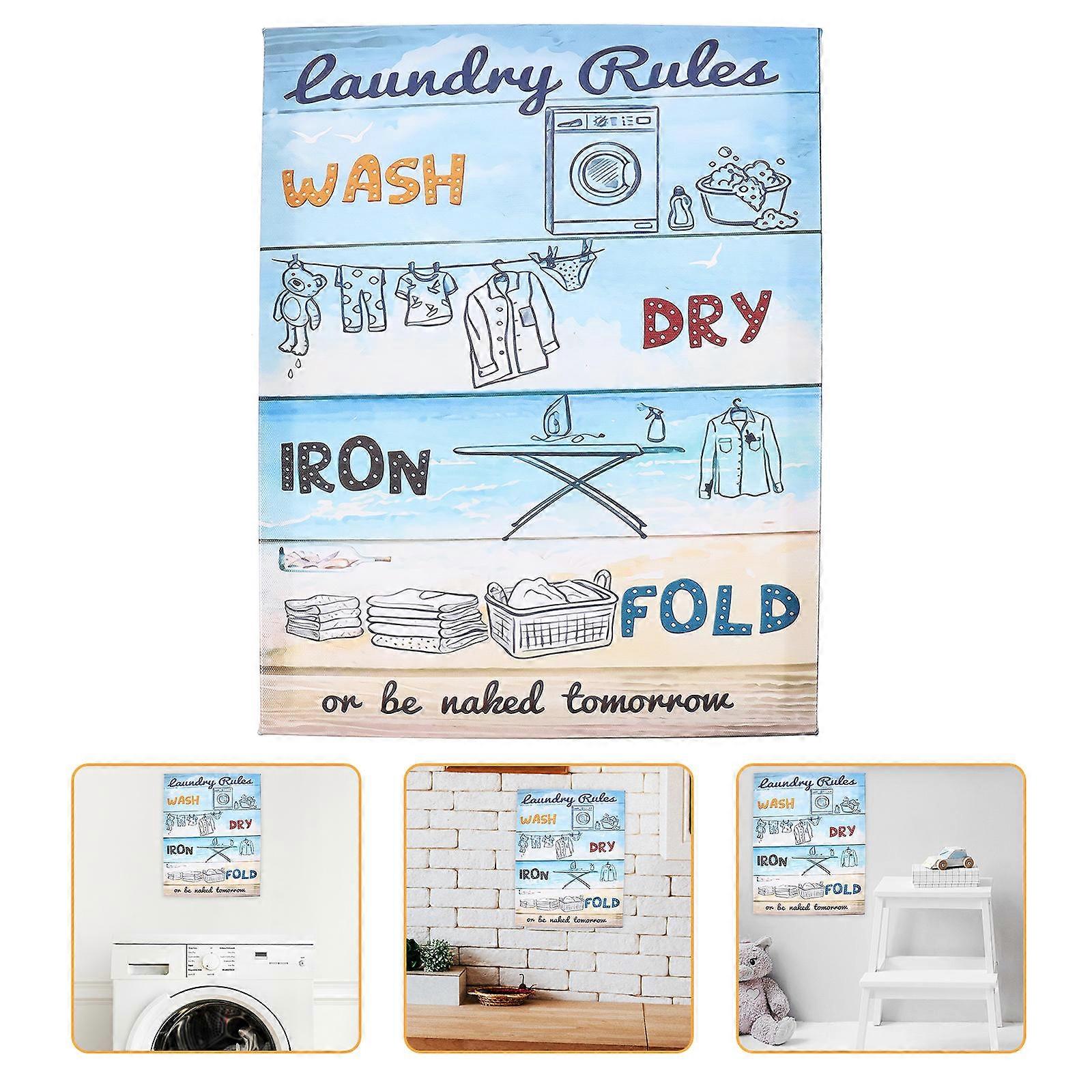 Laundry Rules Canvas Wall Art for Laundry Room Decoration 4Pcs Multi Color