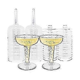 50 Pack Plastic Goblet, 4oz Stem Disposable Martini Glasses For Parties, Stackable Plastic Cocktail