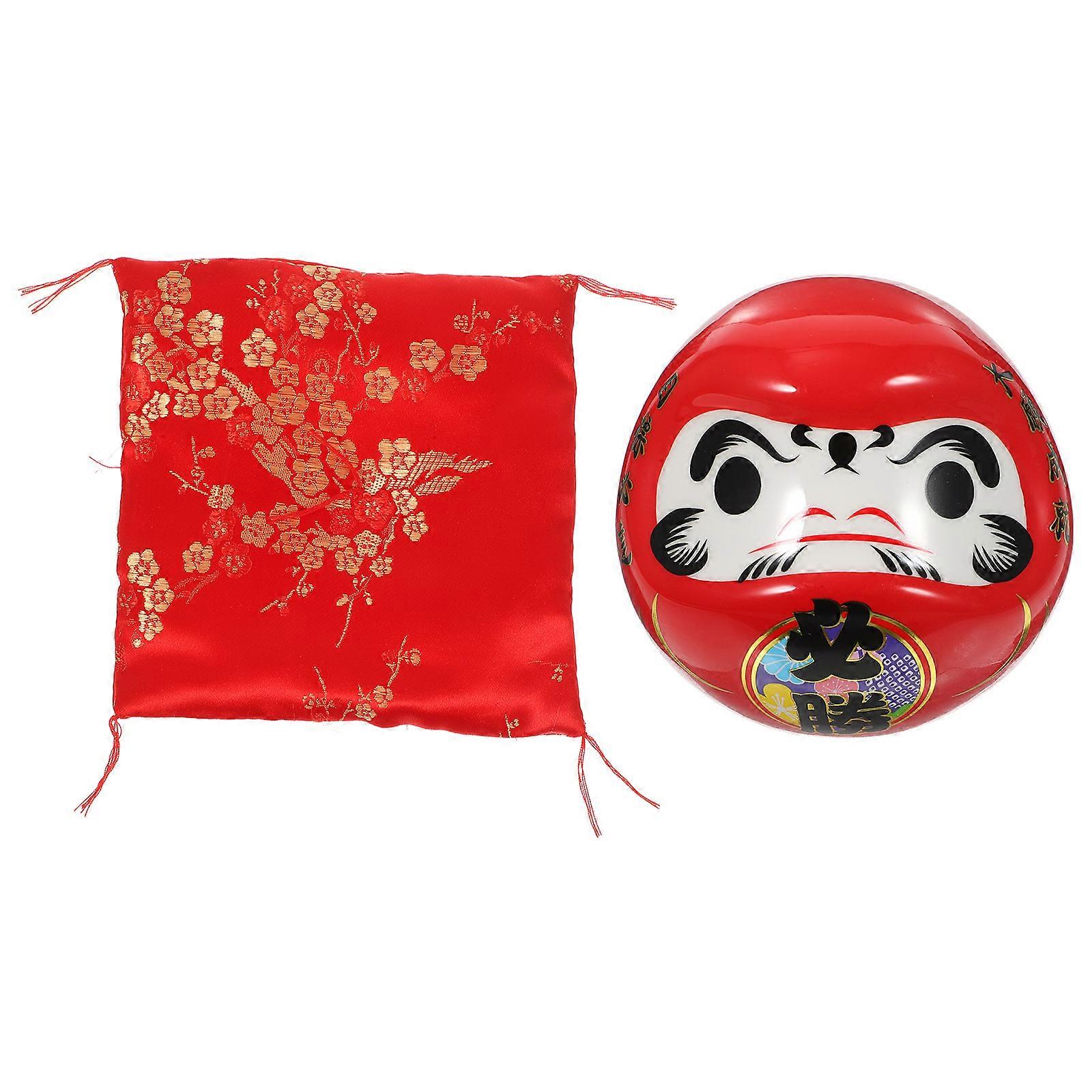 Japanese Red Egg Statue for Decor 2Pcs Ceramic Decoration