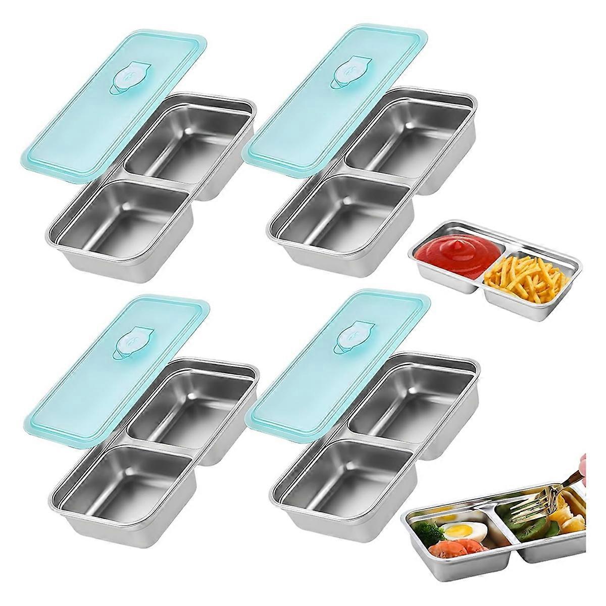 4pcs Snack Containers,Double Compartment Snack Containers