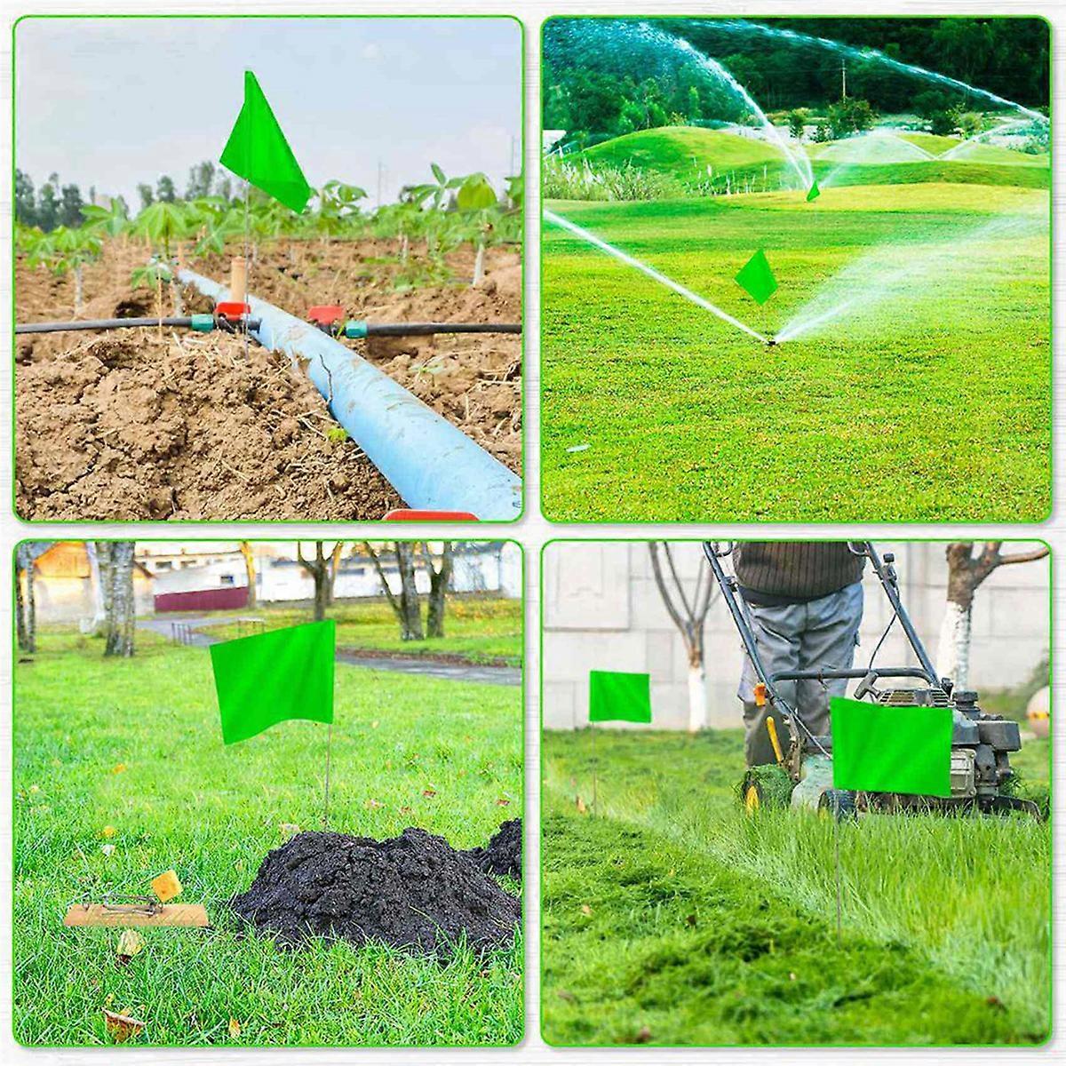 Marking Flags Marker Flags for Lawn 30 Pack, PVC Small Flags, Green