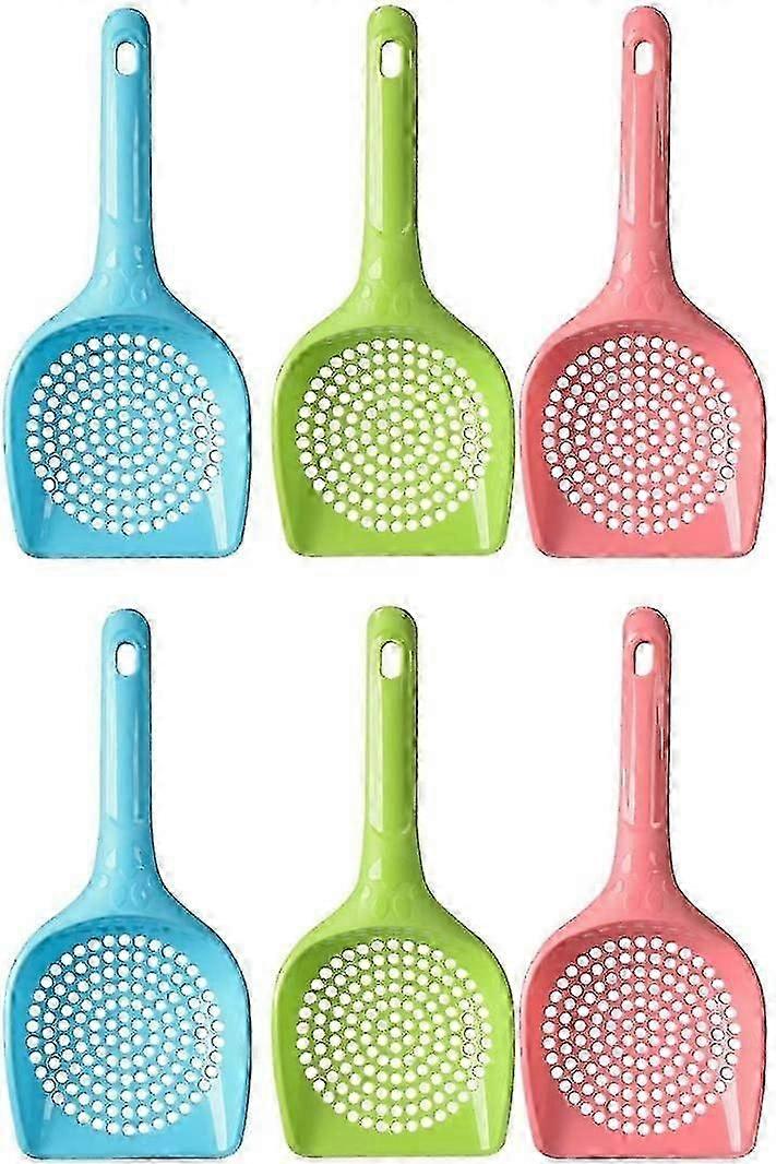 Small Plastic Litter Scoop For Cats, Durable Deep Shovel And Long Handle(6 Pack Random Colors)