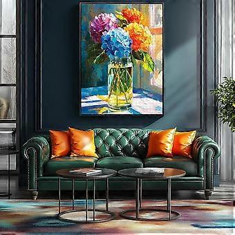 Quebra-cabeças de hortênsia para adultos, frente de janela, flores, arte, quebra-cabeças para diversão em família, desafiador, jogo de festa, presentes, decoração JP-1029