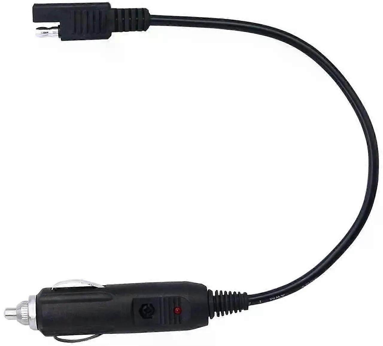Cigarette Lighter SAE Battery Charger Cable, 12V 5A Cigarette Lighter Plug to SAE Quick Release Adapter Extension Charging Cable with Fuse and LED Lig