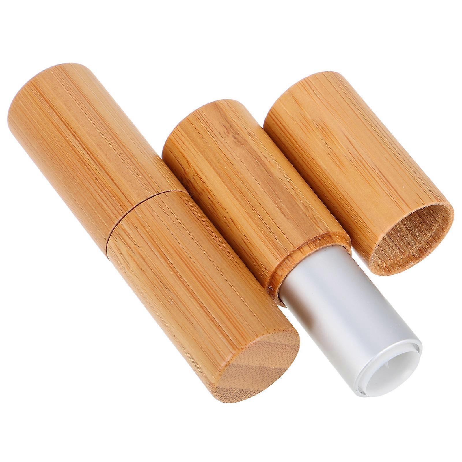 Bamboo Lipstick Tubes Empty for DIY Lip Balm with 10Pcs Refillable Tubes