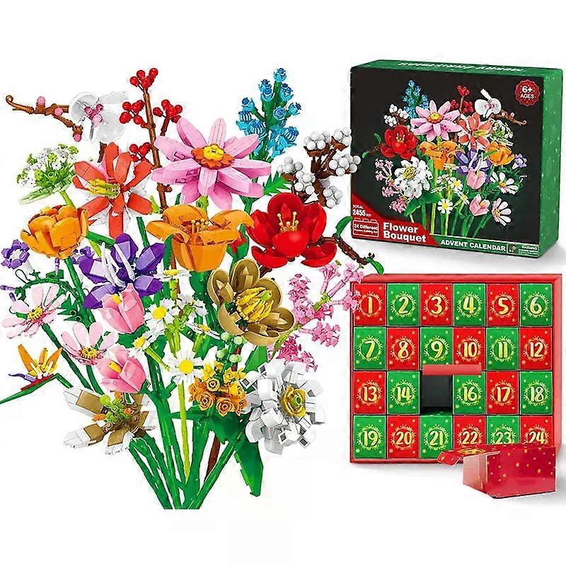 Χριστουγεννιάτικη ανθοδέσμη αντίστροφης μέτρησης 2025, τουβλάκια δόμησης, ημερολόγιο Advent 24 ημερών, κουτί έκπληξης για παιδιά, ενήλικες, δώρα DIY για γιορτές