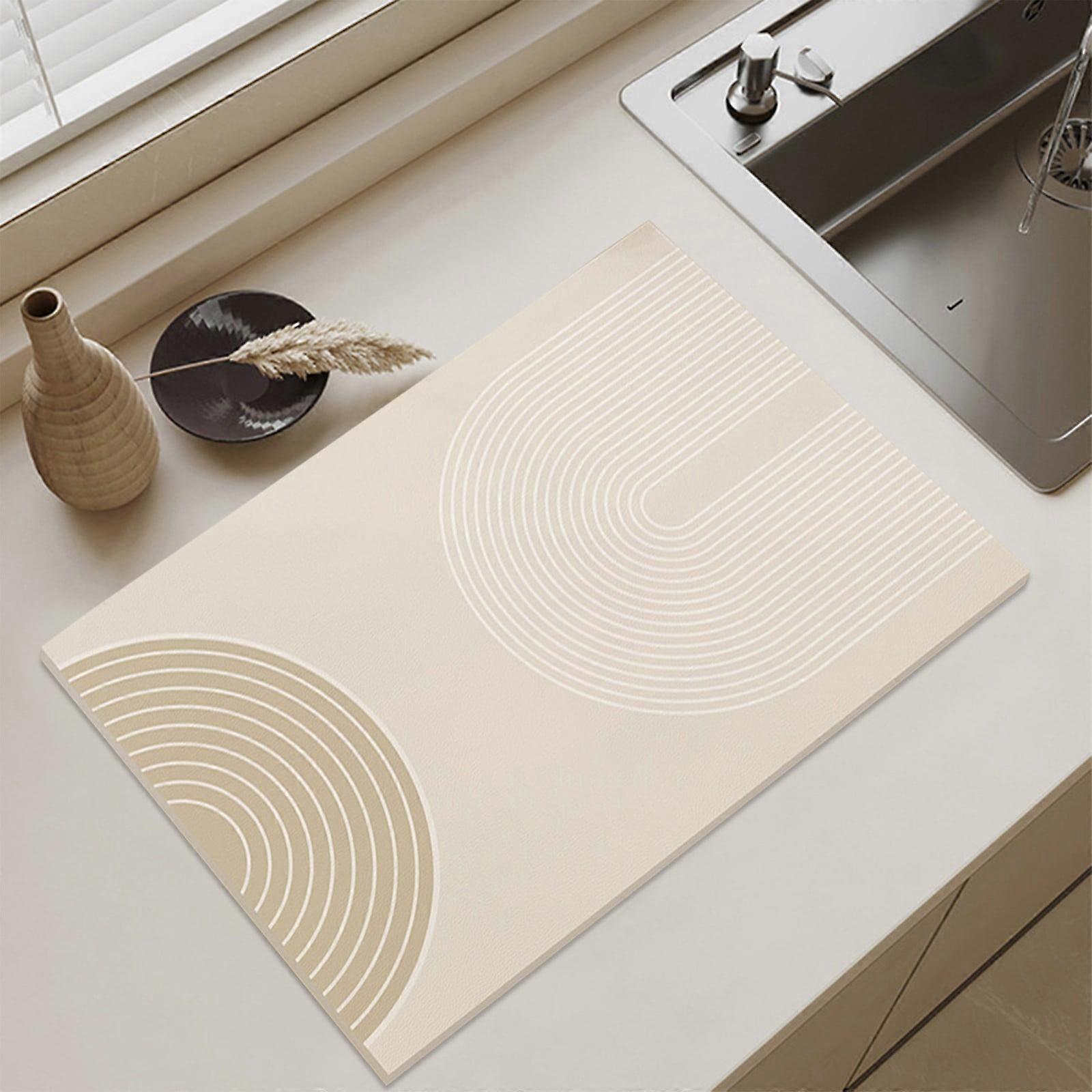 Diatomite Stone Dish Drying Mat for Kitchen Counter, Quick Drying & Heat Insulating, Non-Abrasion Draining Mat