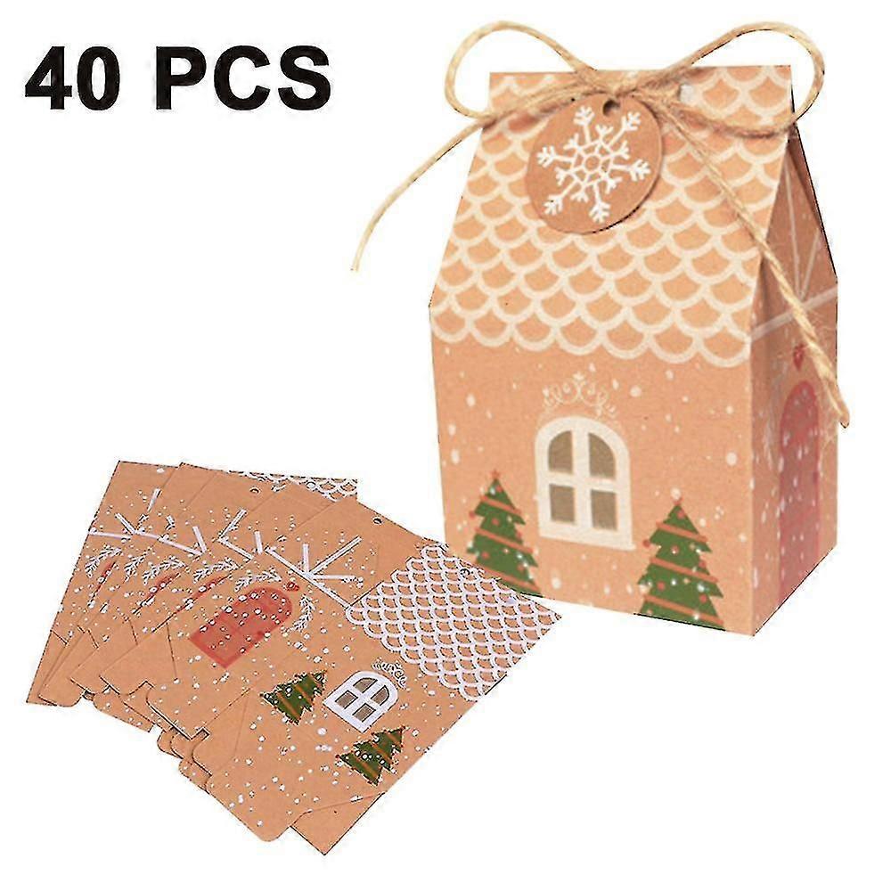 再利用可能なクラフト紙箱を持つ40パッククリスマスギフトバッグ