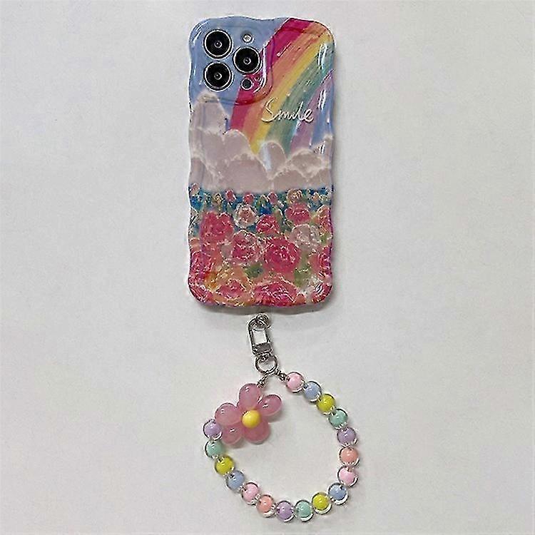 Premium Rainbow Pattern Solid Silicone Phone Case for iPhone 15 Pro, Compatible Mobile Phone Shell