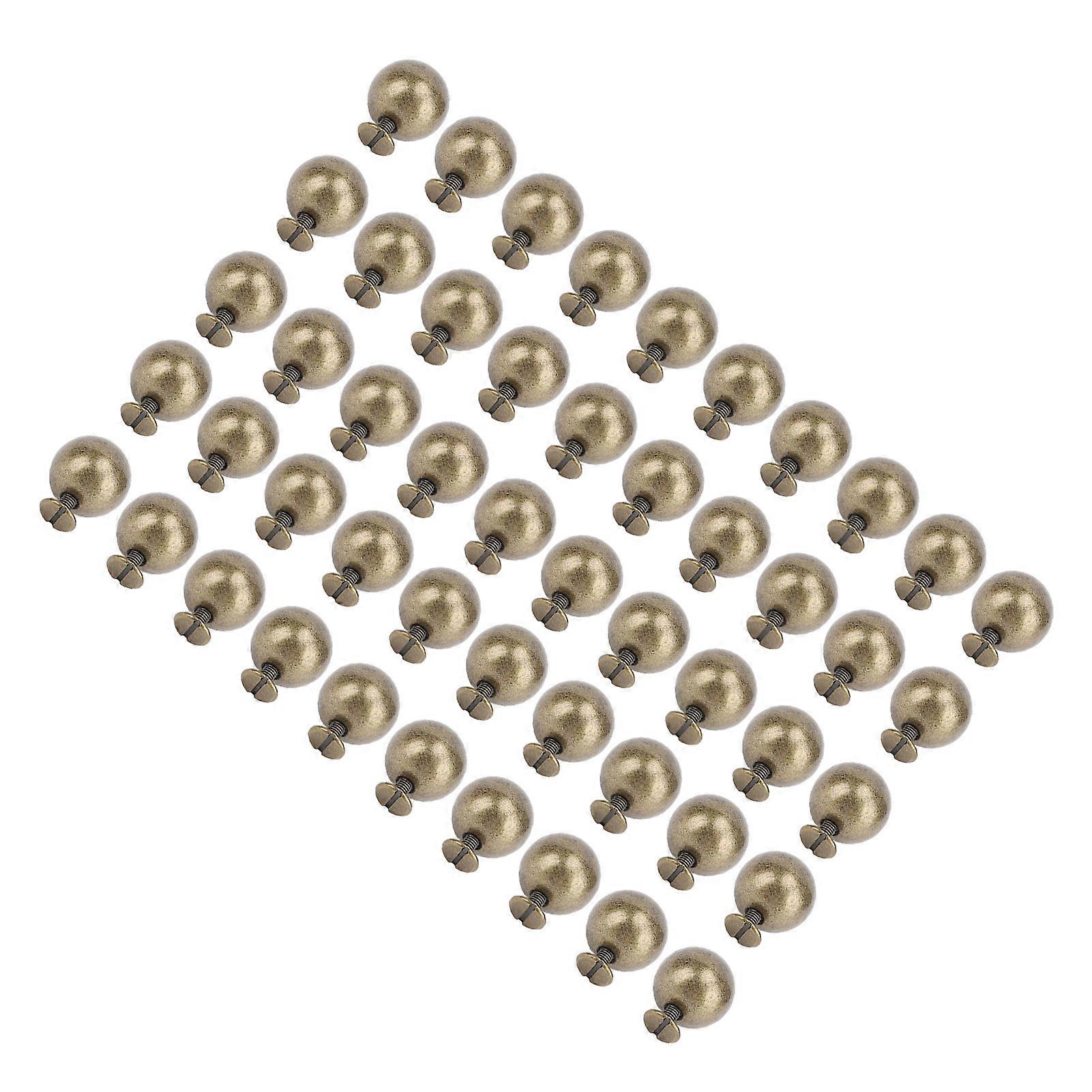 50 Sets Rivets and Studs 15mm Spherical Rivet Solid Metal Round Beads for Clothing Shoe Handbag Leathercraft Bronze 