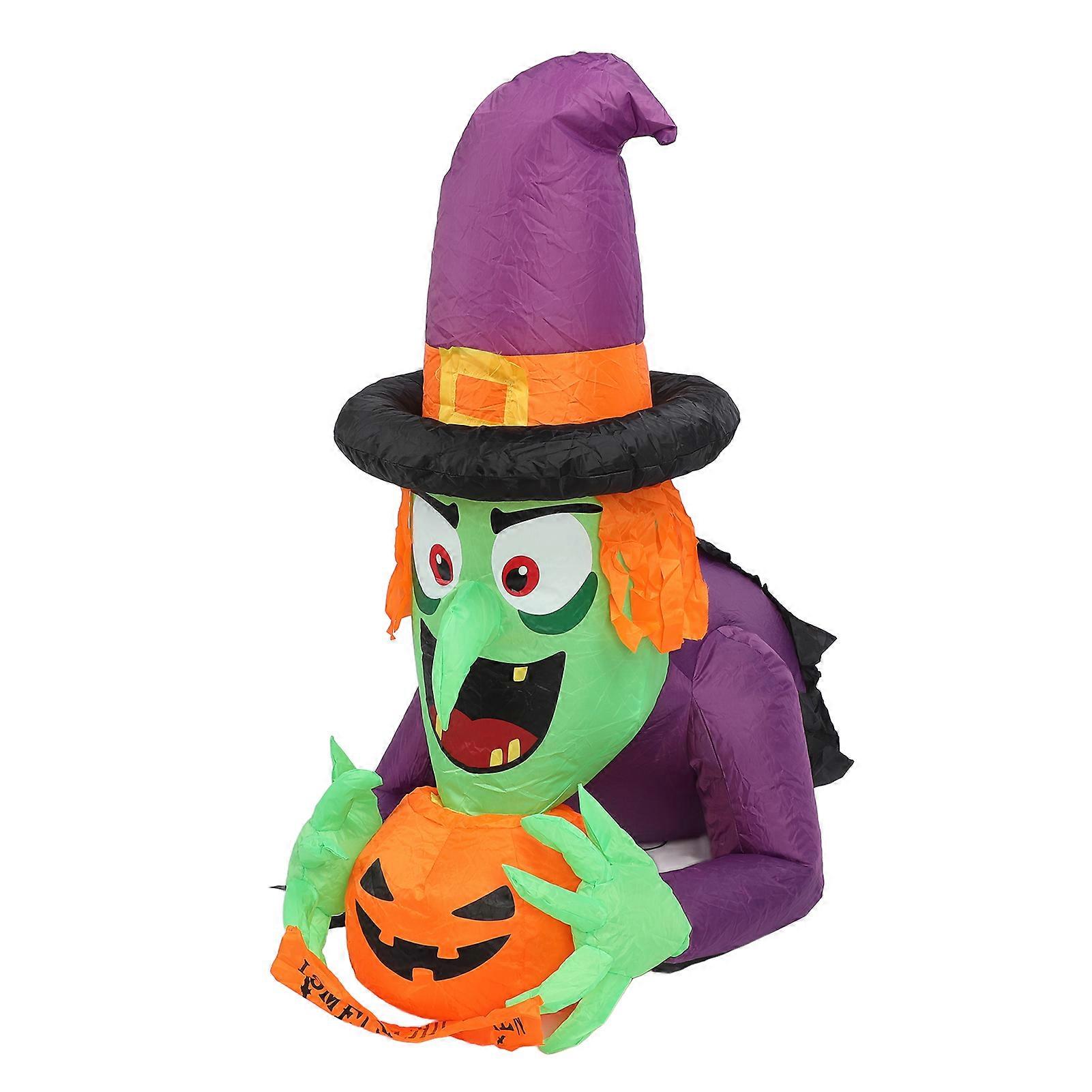 4.43ft Witch Broke Out From Window Inflatable Decoration Built in LED Light Outdoor Props Blow Up Scary Witch US Plug 100‑120V