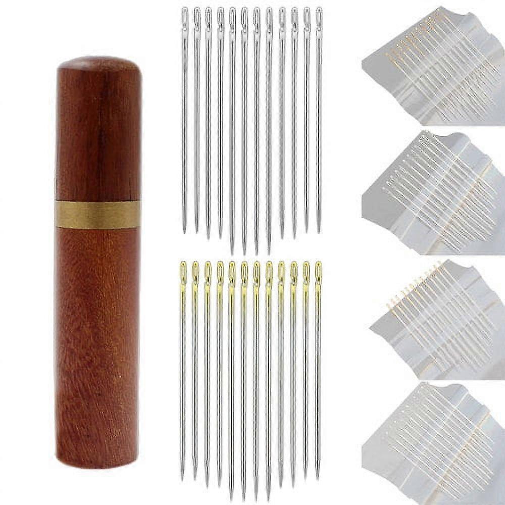 1 Aiguille à main portable pour femmes, à gros chas, compatible avec les aiguilles pointues et le fil à broder.