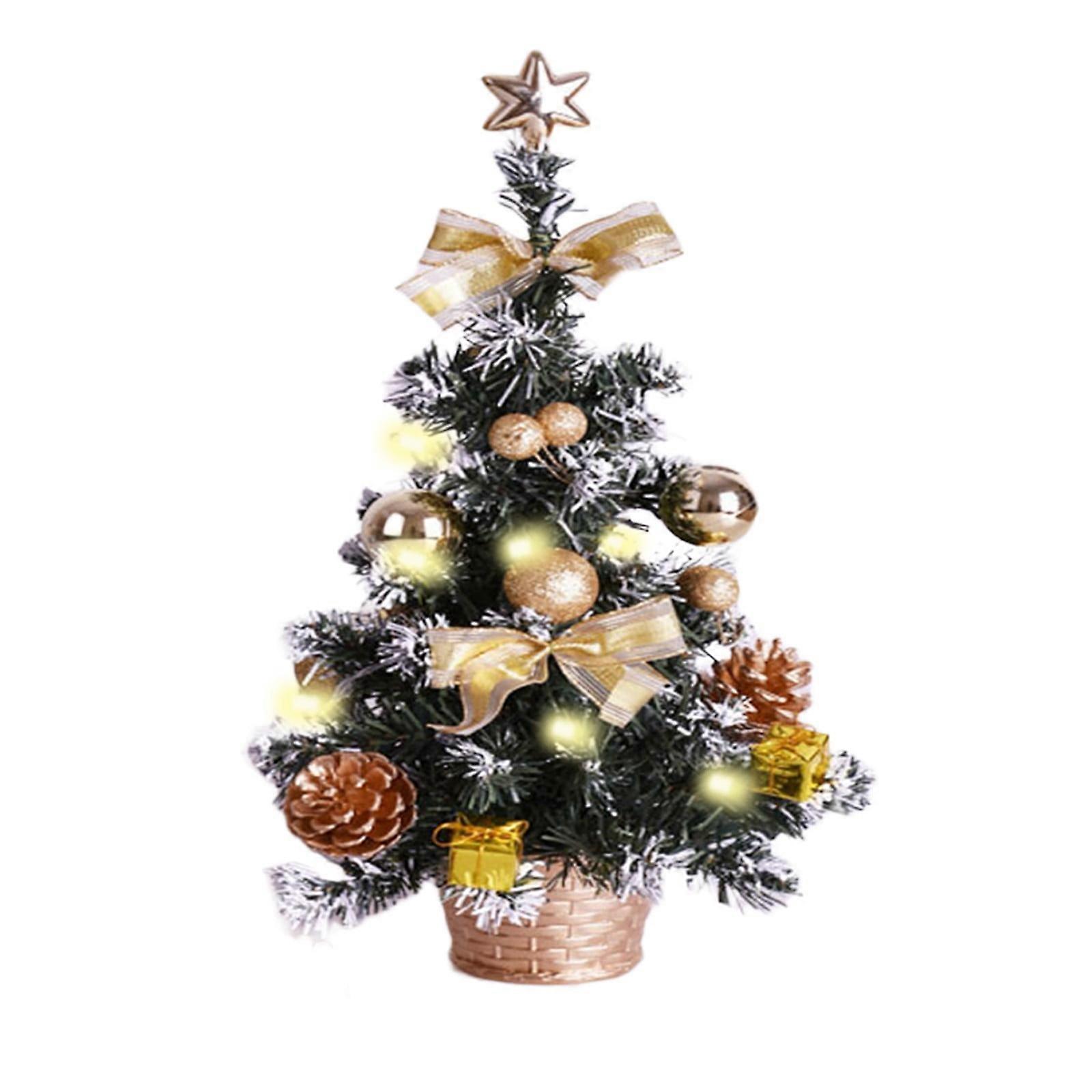 Mini Artificial Snow Flocked Christmas Tree with Lights & Decorations, Tabletop Xmas Tree for Home, Party, Office Decoration