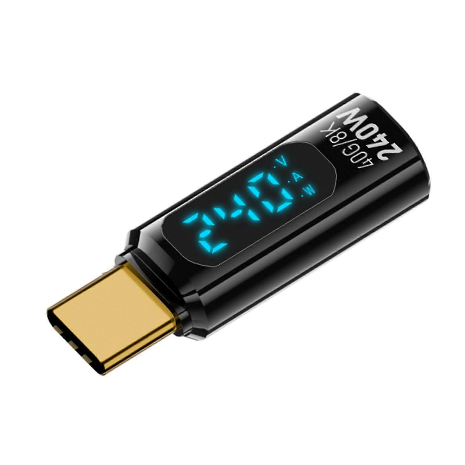 Aluminum USB C Adapter With LED Power Display 240W Fast Charging 40Gbps Data Transfer Black