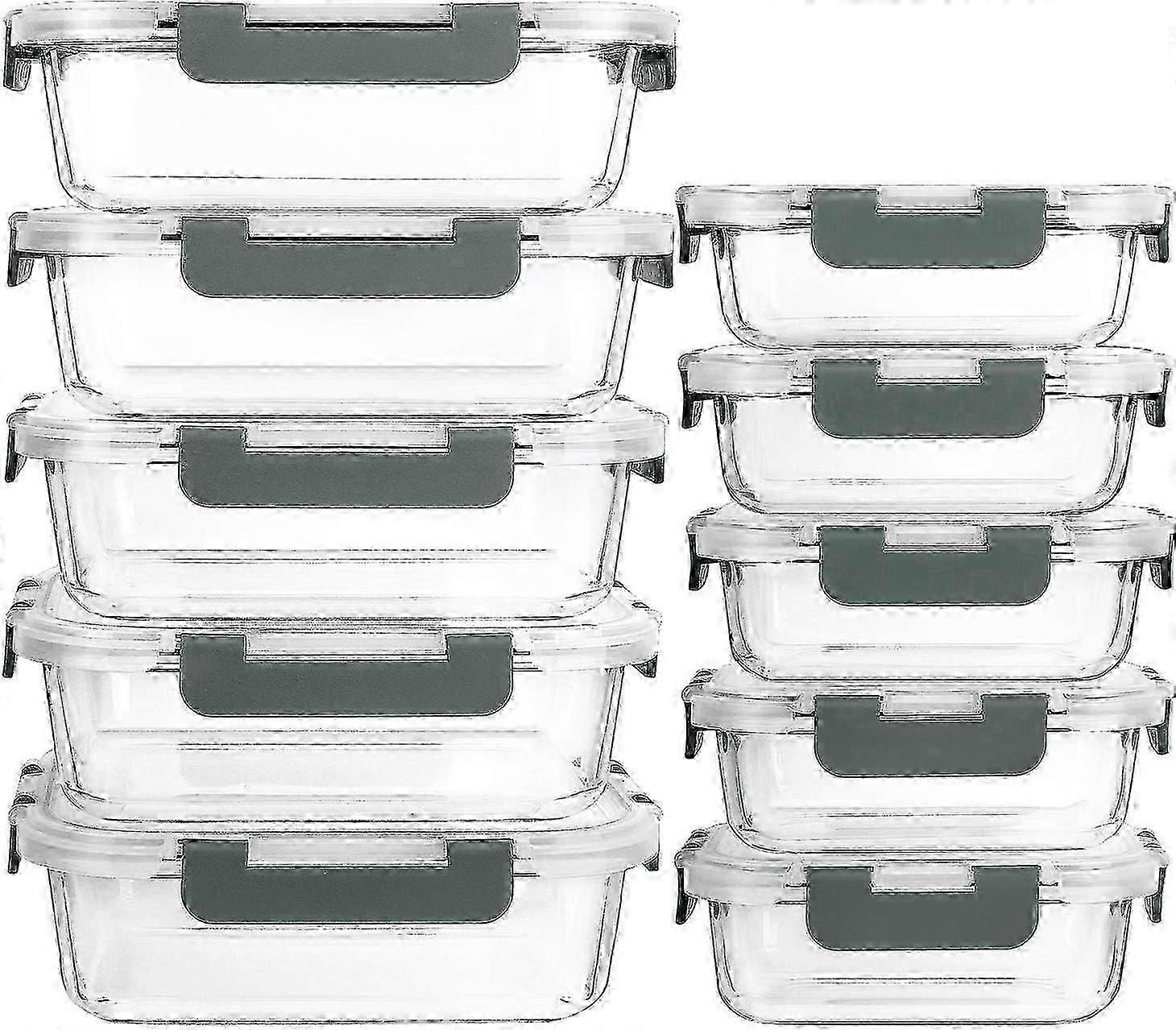 【10パック】蓋付きガラスミール準備容器、スナップロック蓋付きMCIRCO食品保存容器、気密ランチ容器