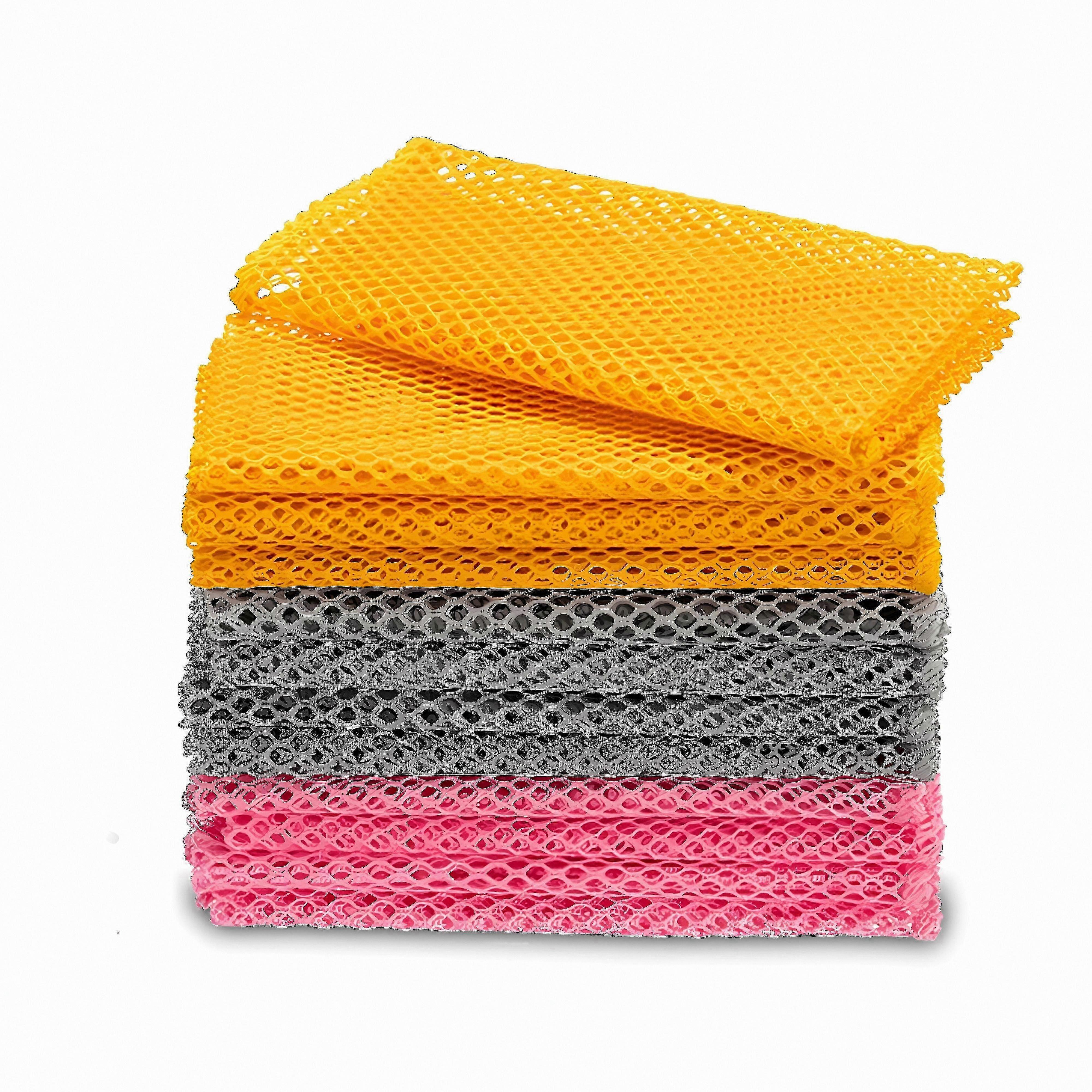12-Pack Non-Scratch Mesh Dishwashing Cloths for Durable Cleaning Use
