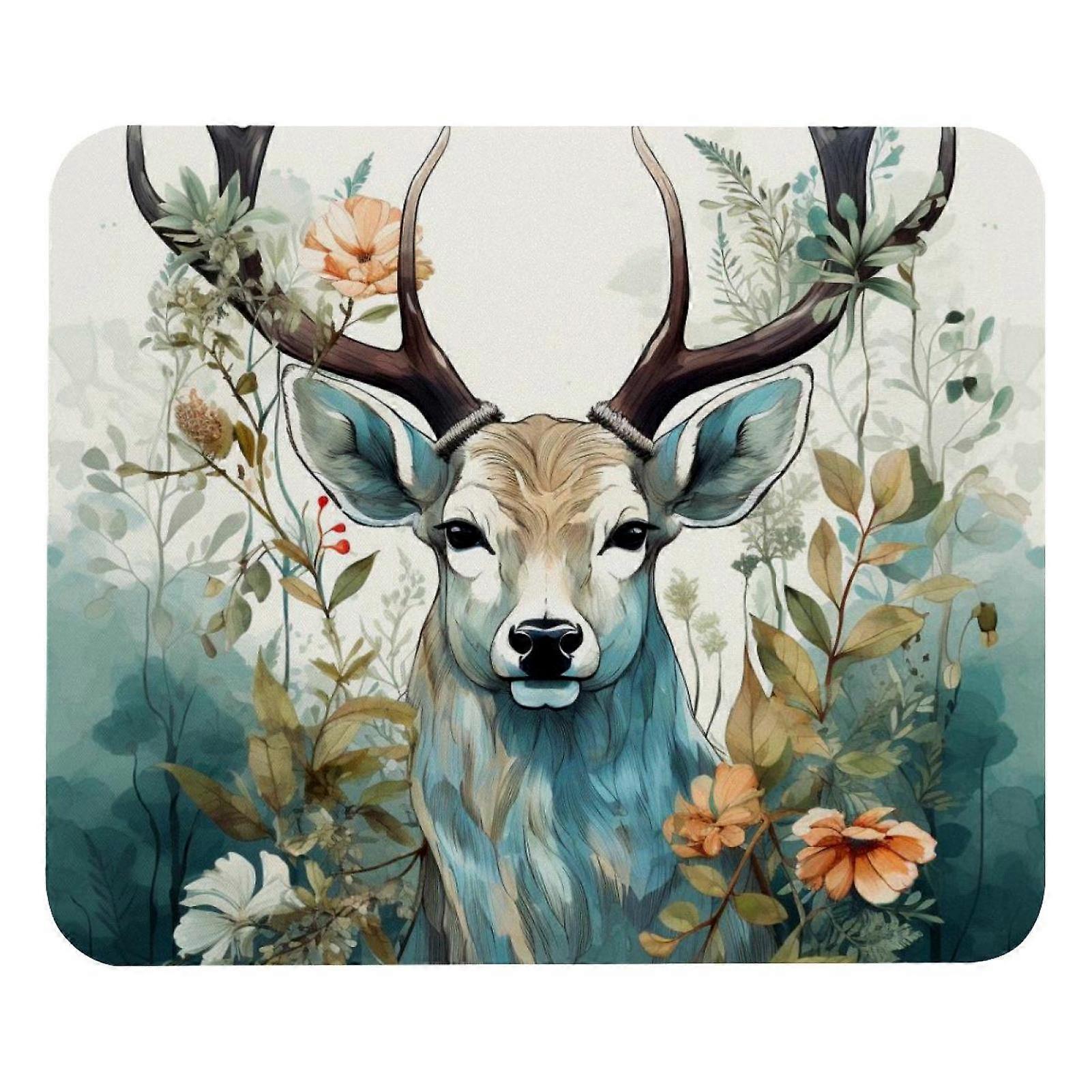 Deer Leaf Blue Print Mouse Pad - Smooth Surface, Mousepad Thick Padding, Ergonomic Design for Comfortable Gaming and Office Use