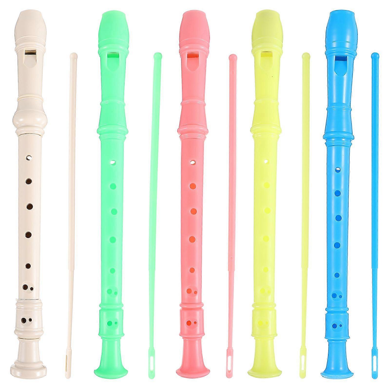 5pcs Plastic Colored Soprano Recorders for Kids and Beginners (Mixed Color)