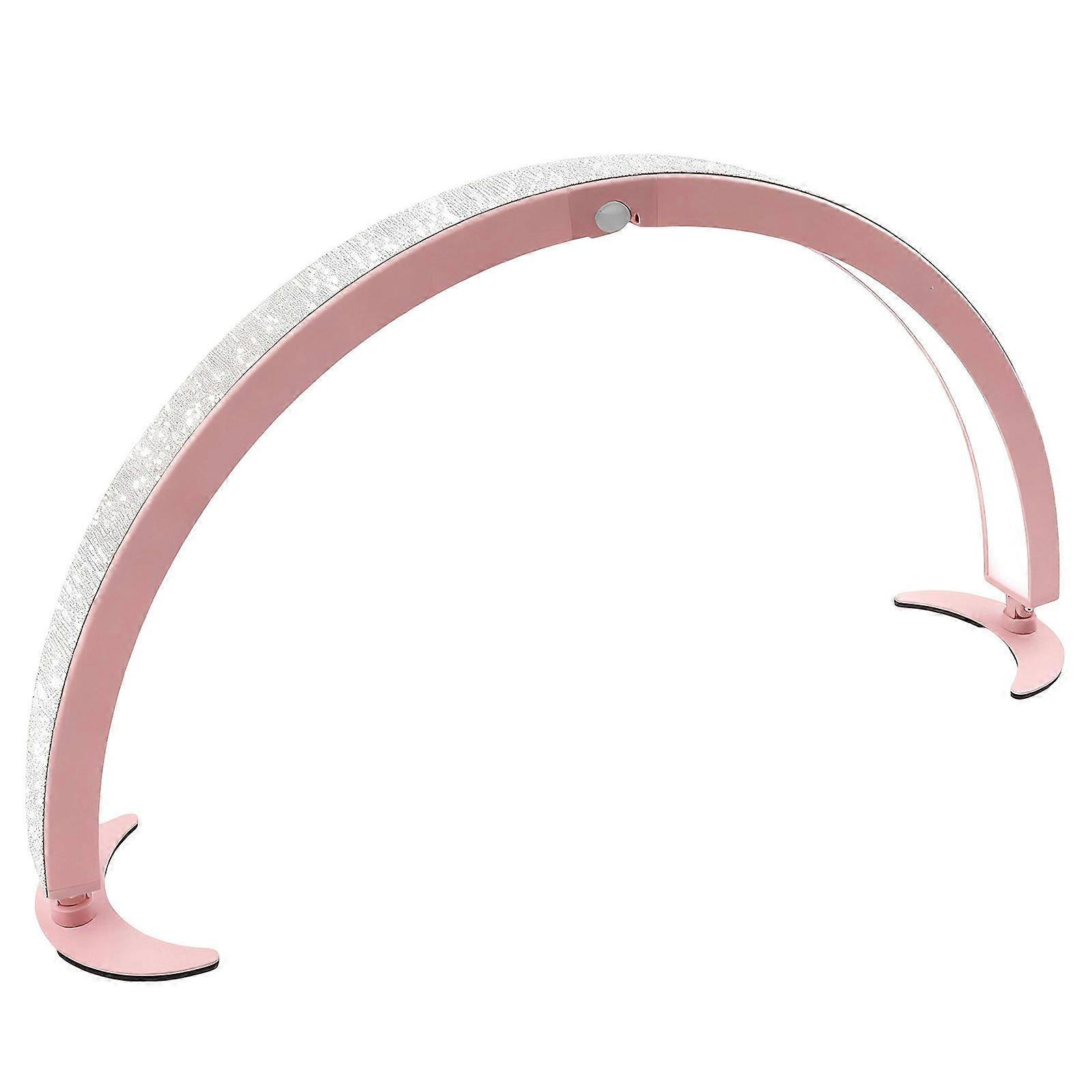 Lampe de beauté portable pliable en plastique rose, 24 W, avec éclairage multi-ambiances pour manucure. Fonctionnement filaire.