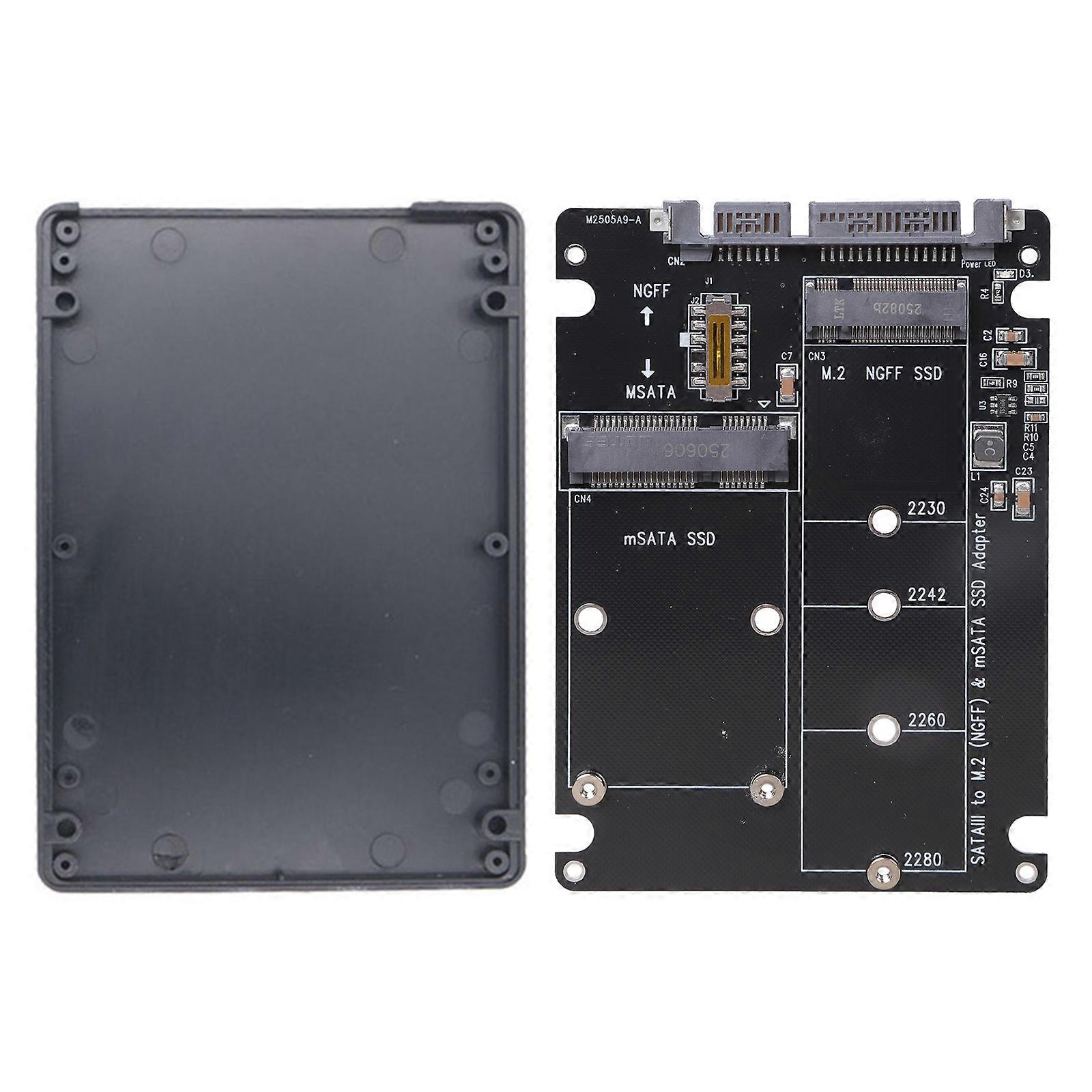 M.2 NGFF/MSATA Solid Disk To SATA3 Adapter Enclosure Double Solid Disks Usage Double Purpose Easy Switching Multicolor