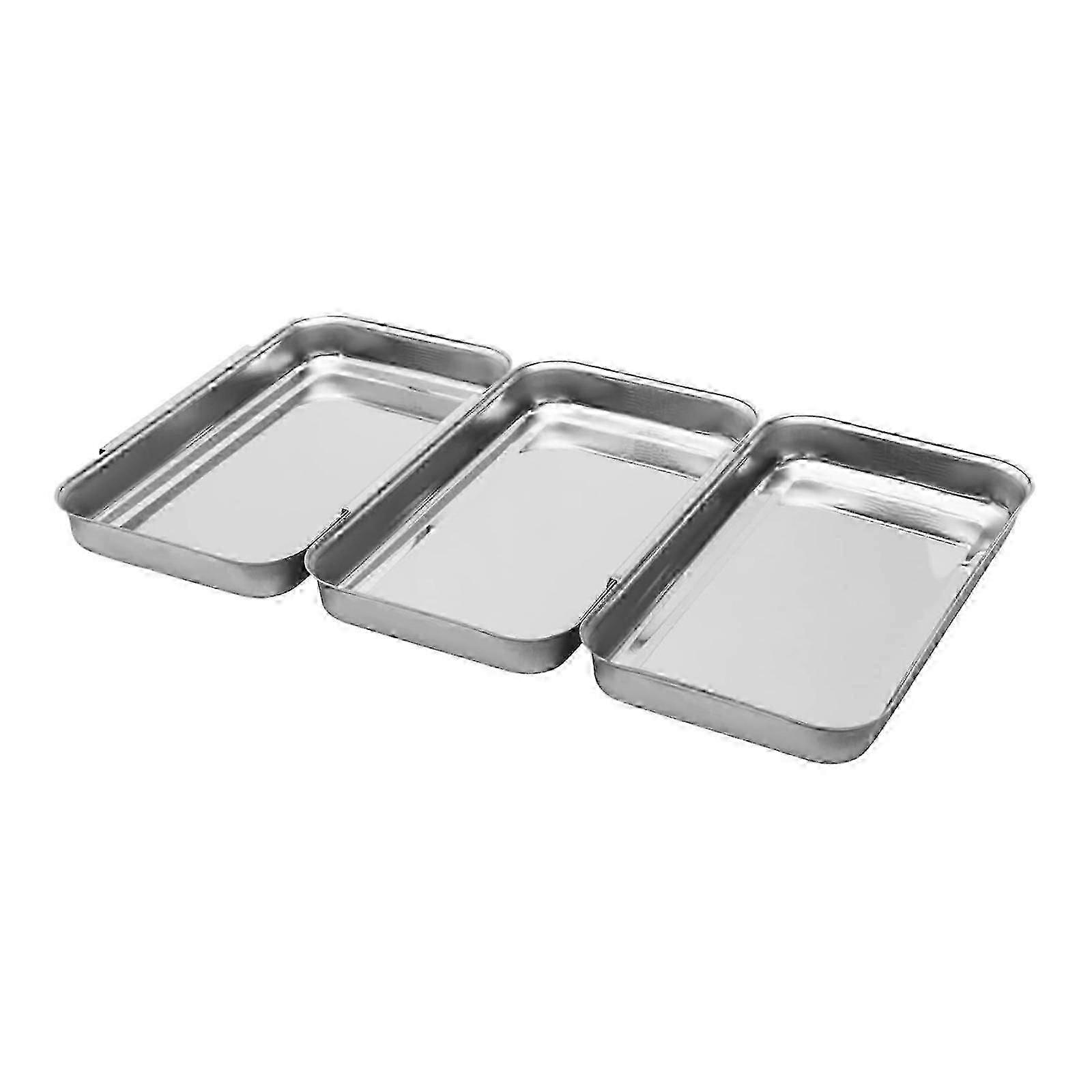 3-Piece Breading Tray Set, Small Baking Sheets for Lab Instruments