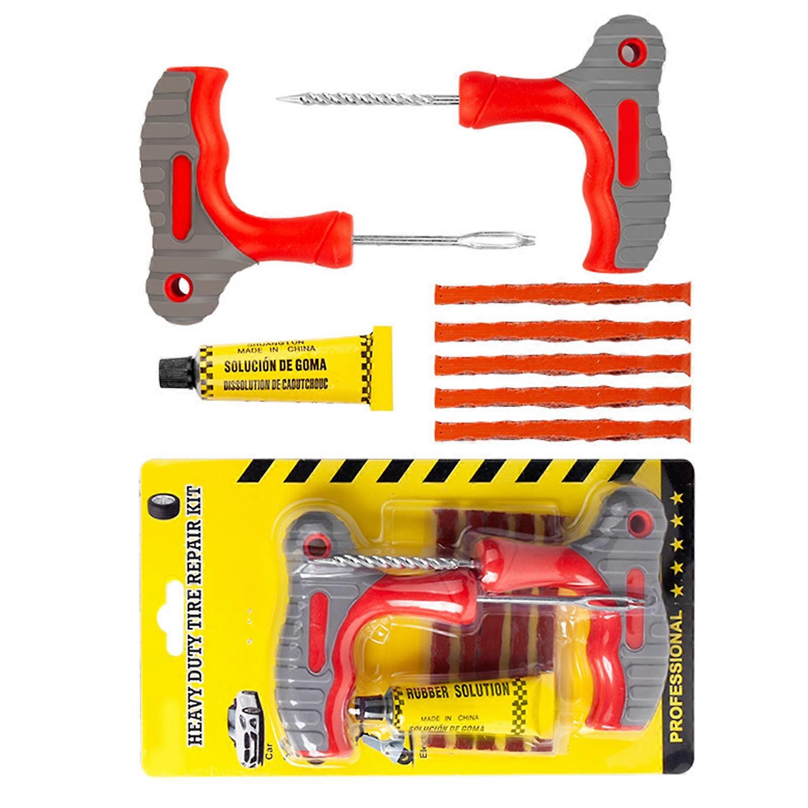 Tire Repair Kit,Tire Plug Repair Kit, Flat Puncture Patch Tool Set, Fix Punctures and Plug Flat Patch Multicolor