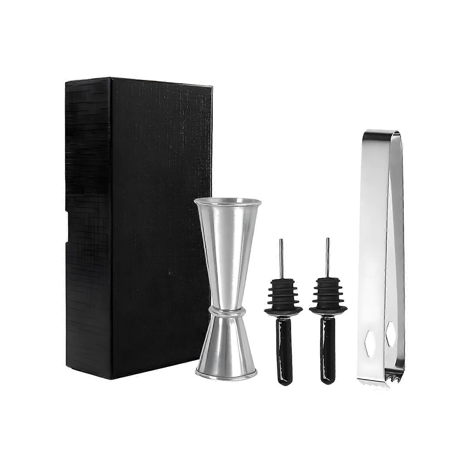 High Quality Bartending Accessories 304 Nonrust Steel Ice Clamps Pour Spouts And Accuracy Measuring Cup For Mixologies Multicolor