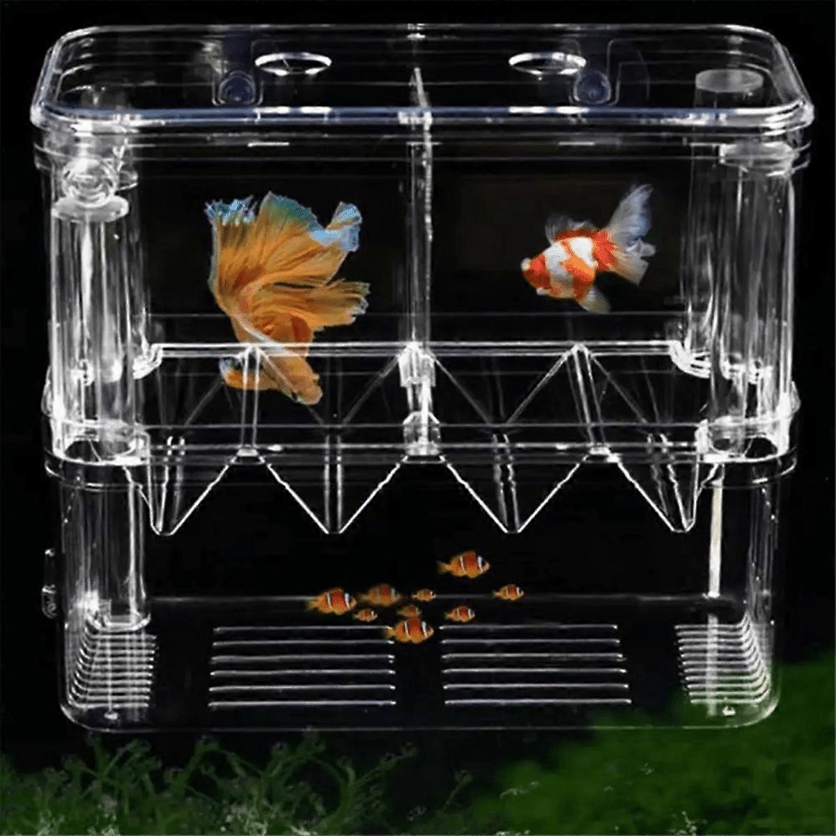 Fish Breeding Box Double-Layer Acrylic Breeding Tank Isolation Box Transparent Detachable Hatching Box for Guppy Shrimp