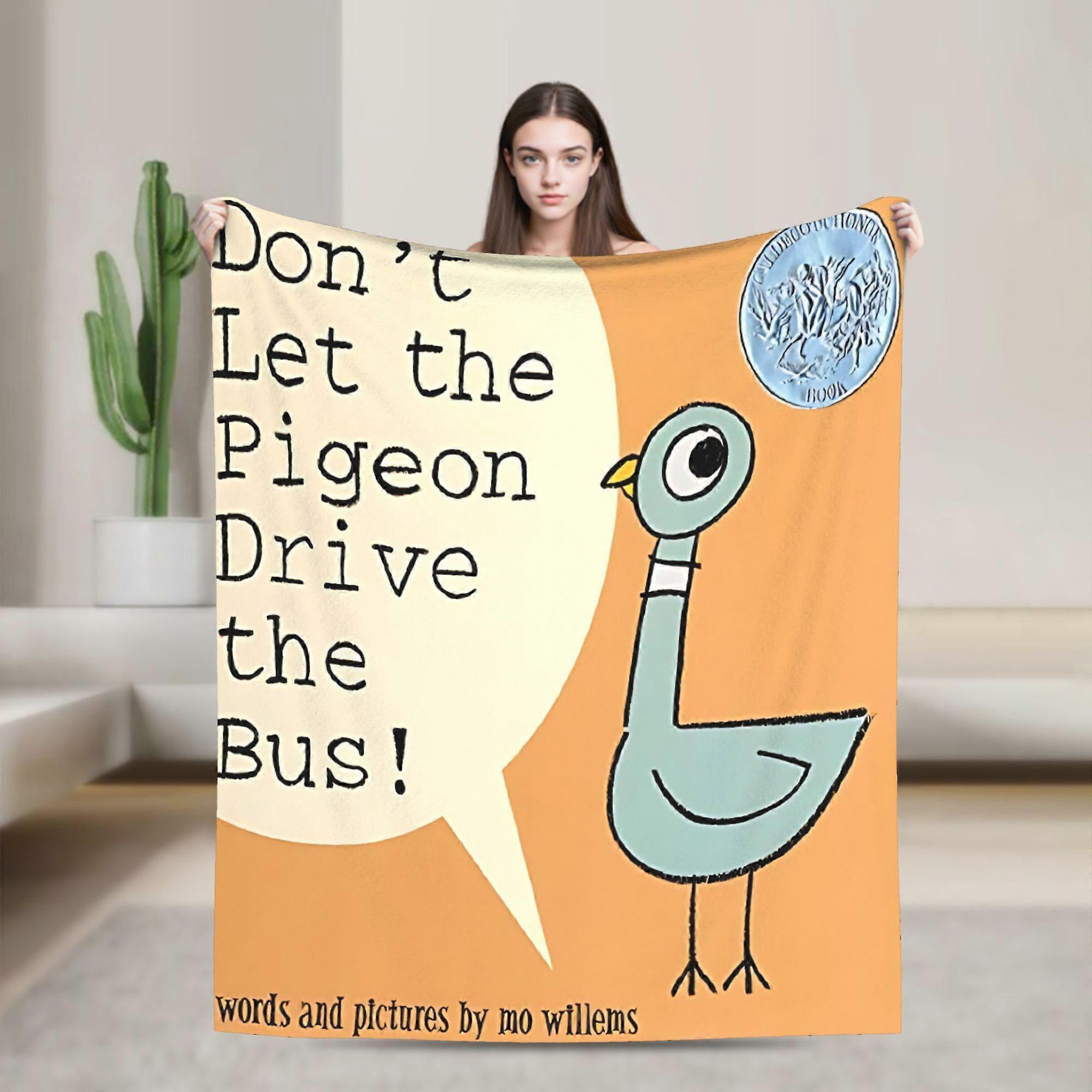 Don't Let the Pigeon Drive the Bus Blanket - Book Inspired Bedspread with Iconic Pigeon & Bus Design, Soft Flannel All-S-KJAZX320
