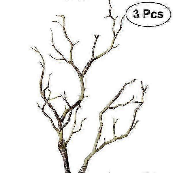 w 3pcs Artificial Dried Tree Branches Plastic Fake Branches Similart to Real Plants Antlers Horns Shaped Branch for Decoration(Coffee)