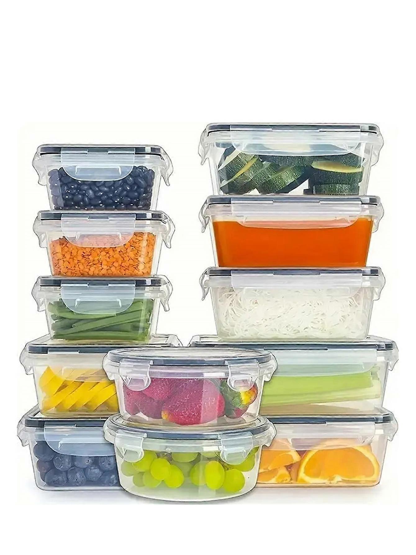 12pcs/Sealed food storage container set with lid pen and label plastic container suitable for picnic camping, keep food fresh