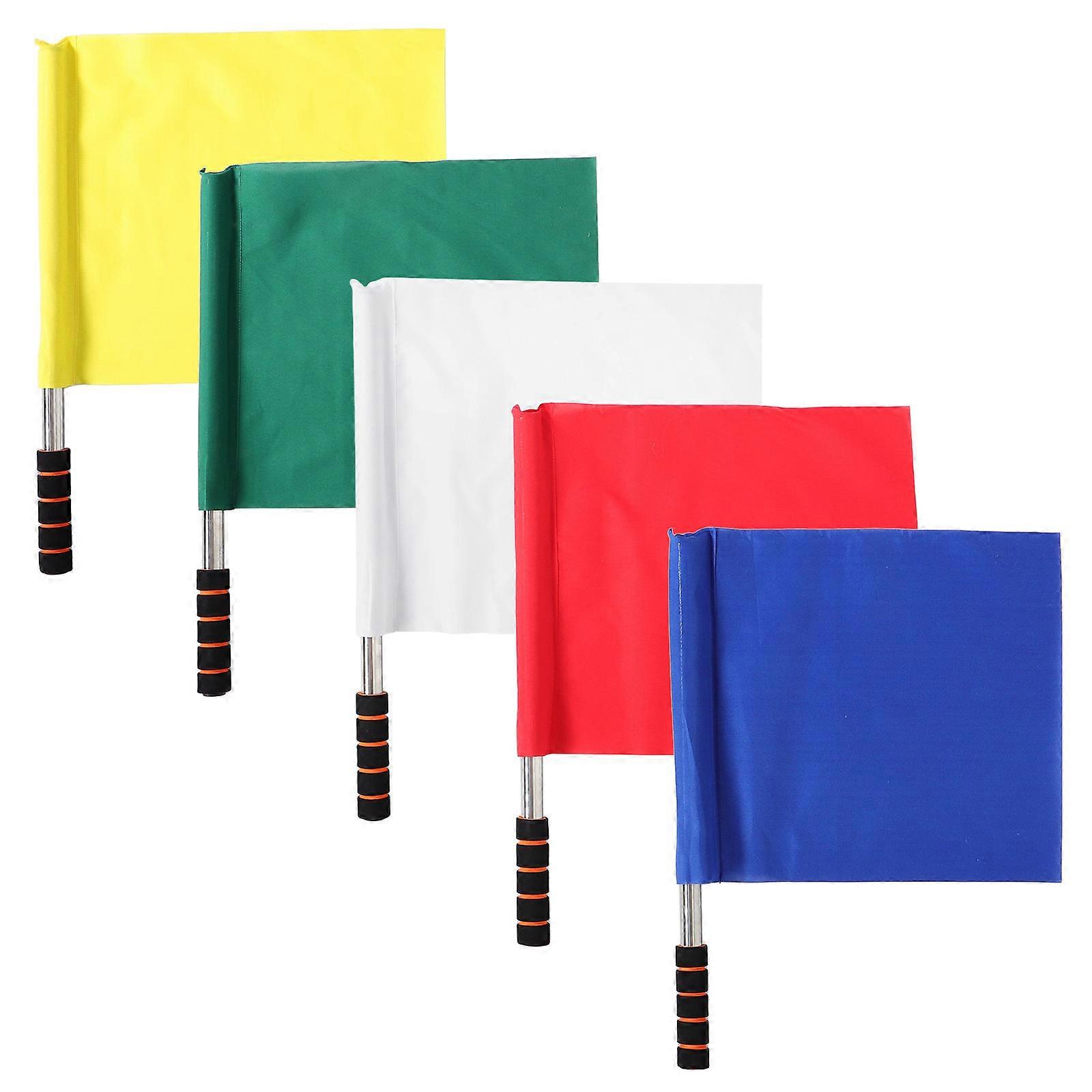 Competition Signal Flags 5Pcs Referee Flag Set For Sports Events Handheld Stainless Steel Pole Rectangular Design