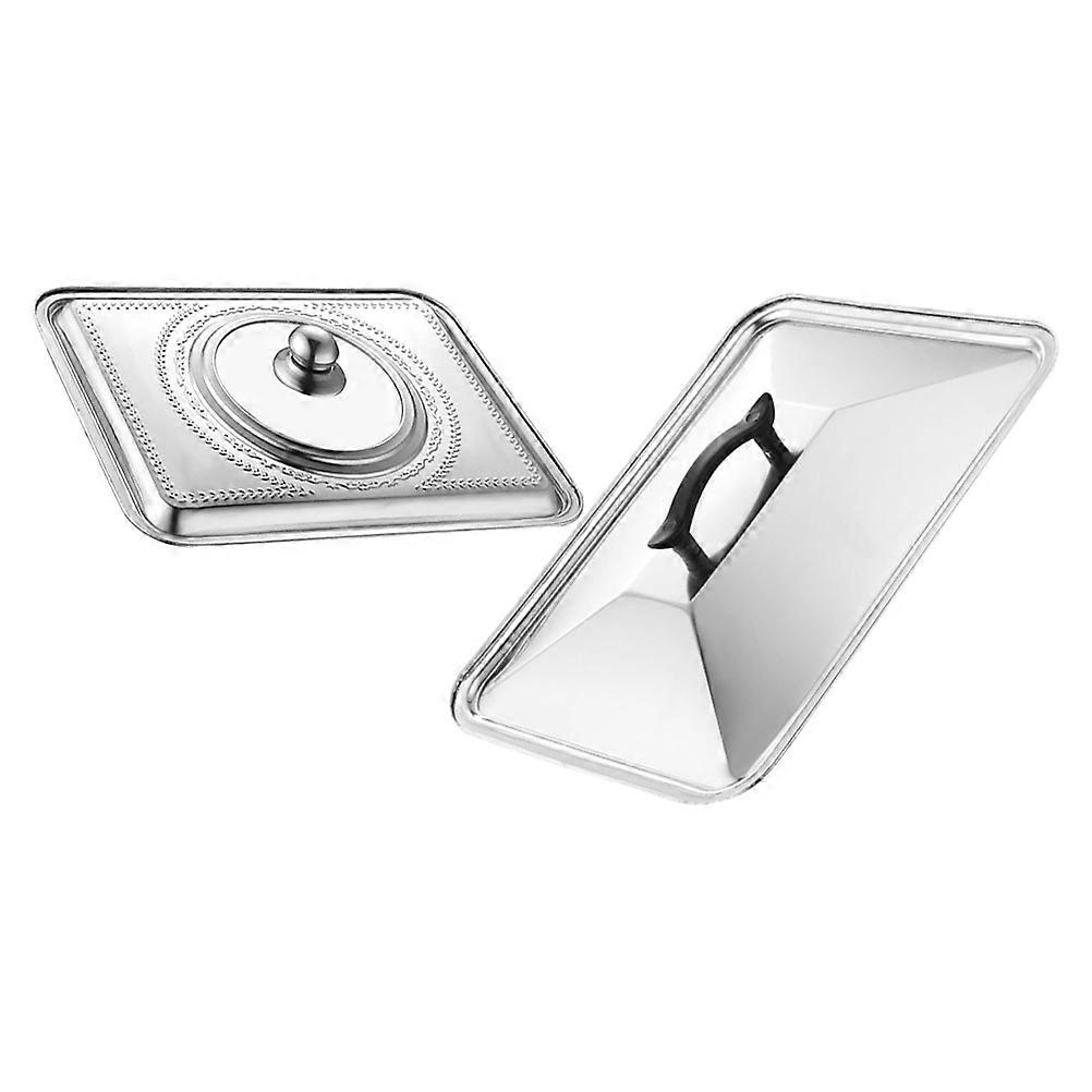 Stainless Steel Rectangular Pot Cover for Kitchen Use and Break Resistant 2pcs